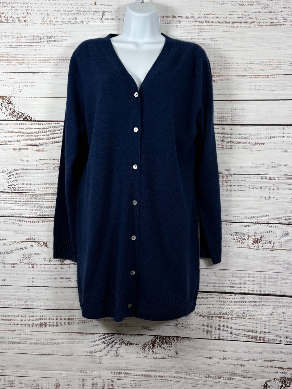 Precious Fibers QVC Blue 100% Cashmere Cardigan Sweater